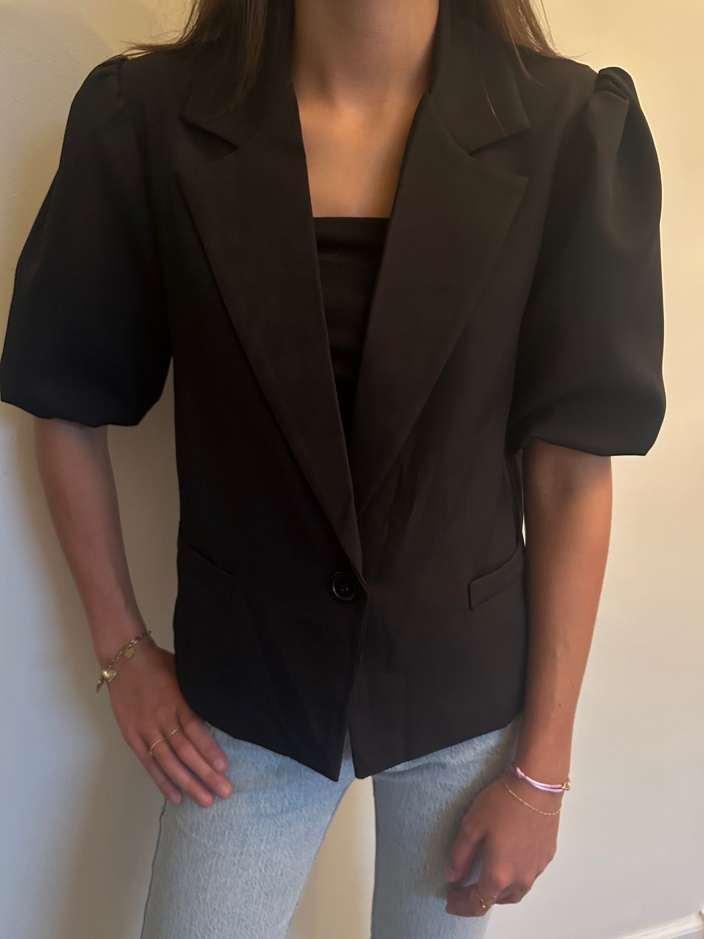 Blazer pofmouw - zwart