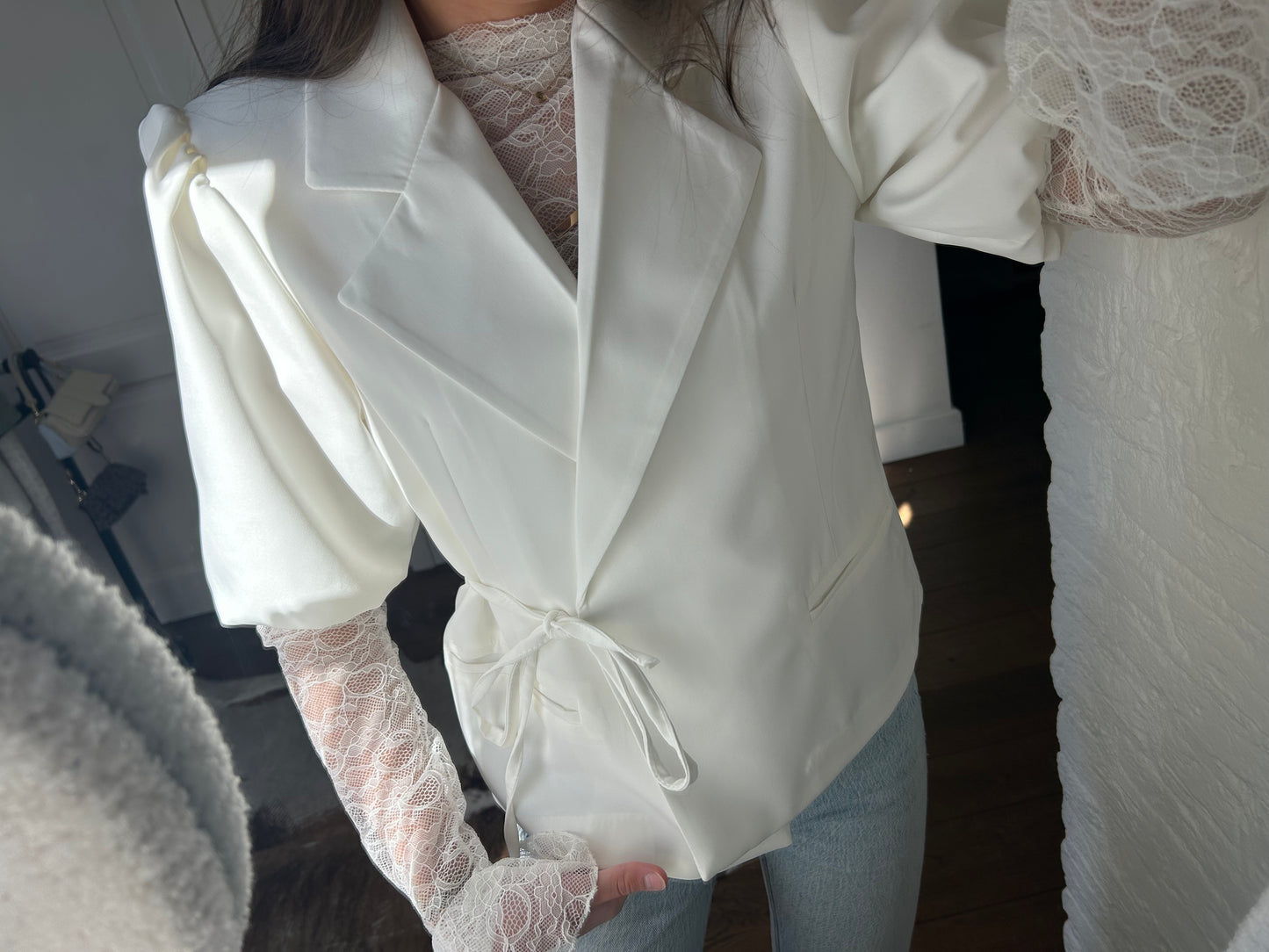 Strikblazer geknoopt - ecru
