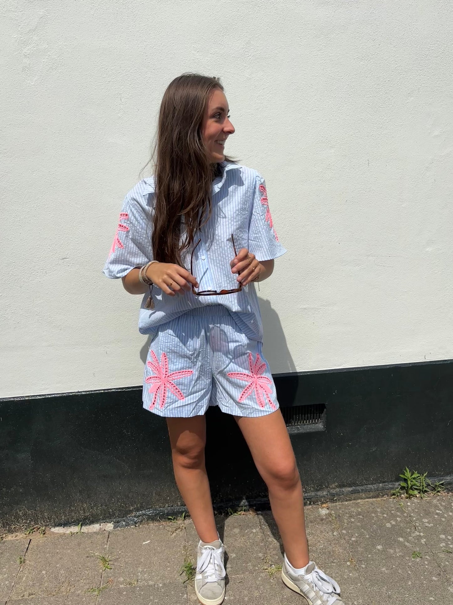 Palmboom short - blauw
