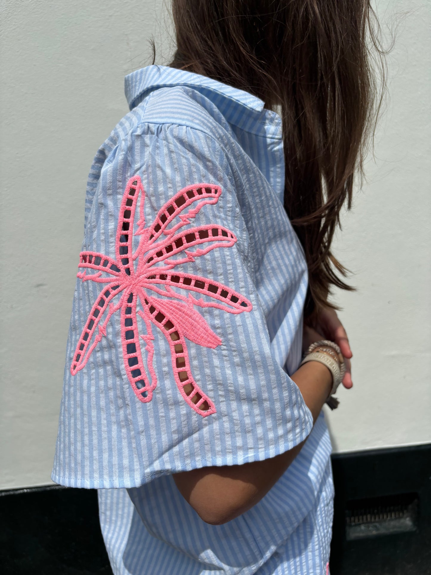 Palmboom blouse - blauw