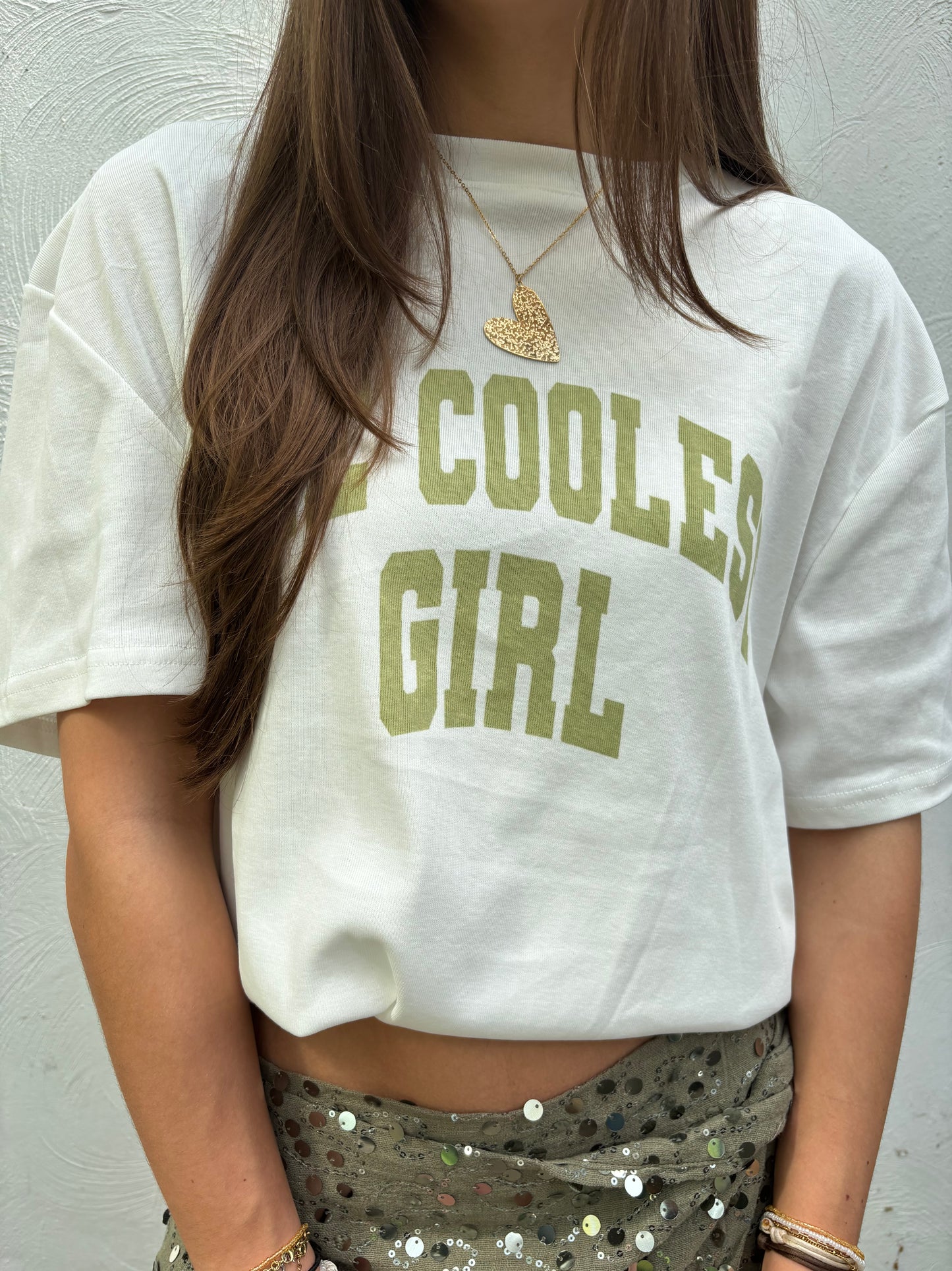 Ambika t-shirt Cool Girl - wit/groen