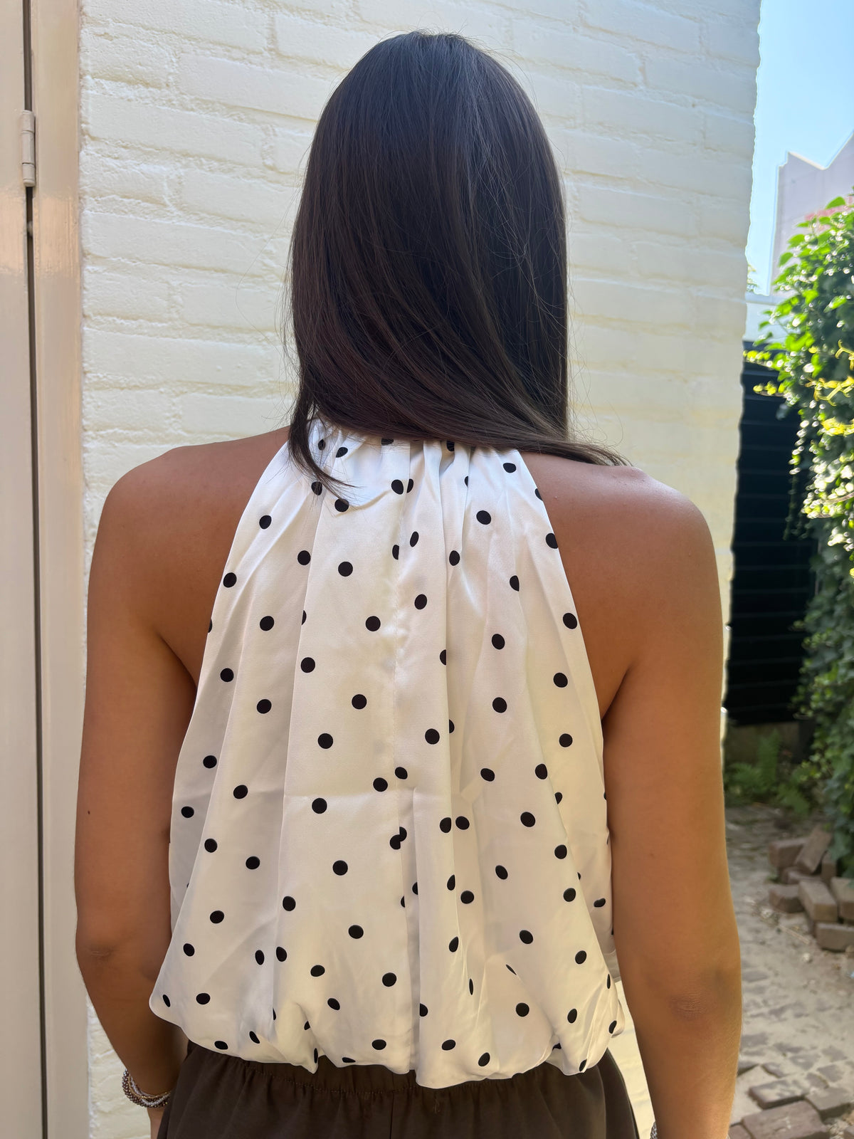Halter top polkadot - wit