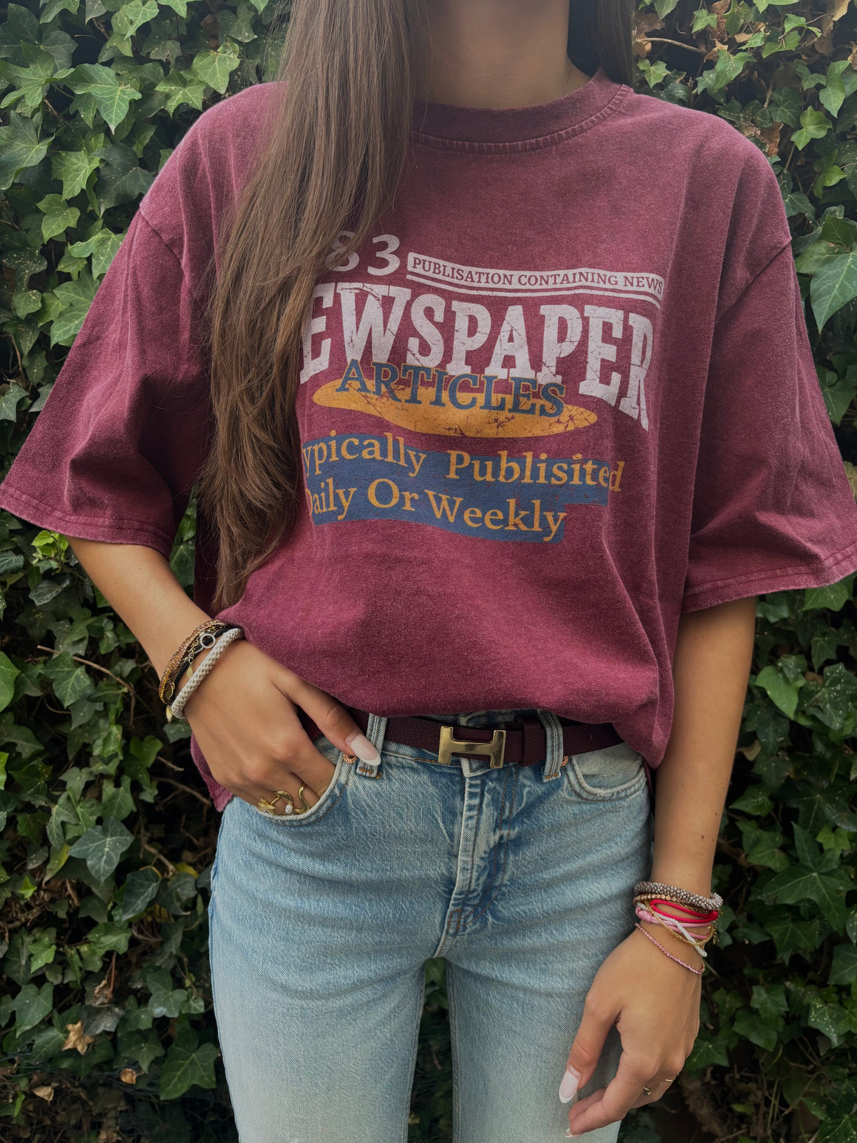 Vintage shirt - bordeaux rood