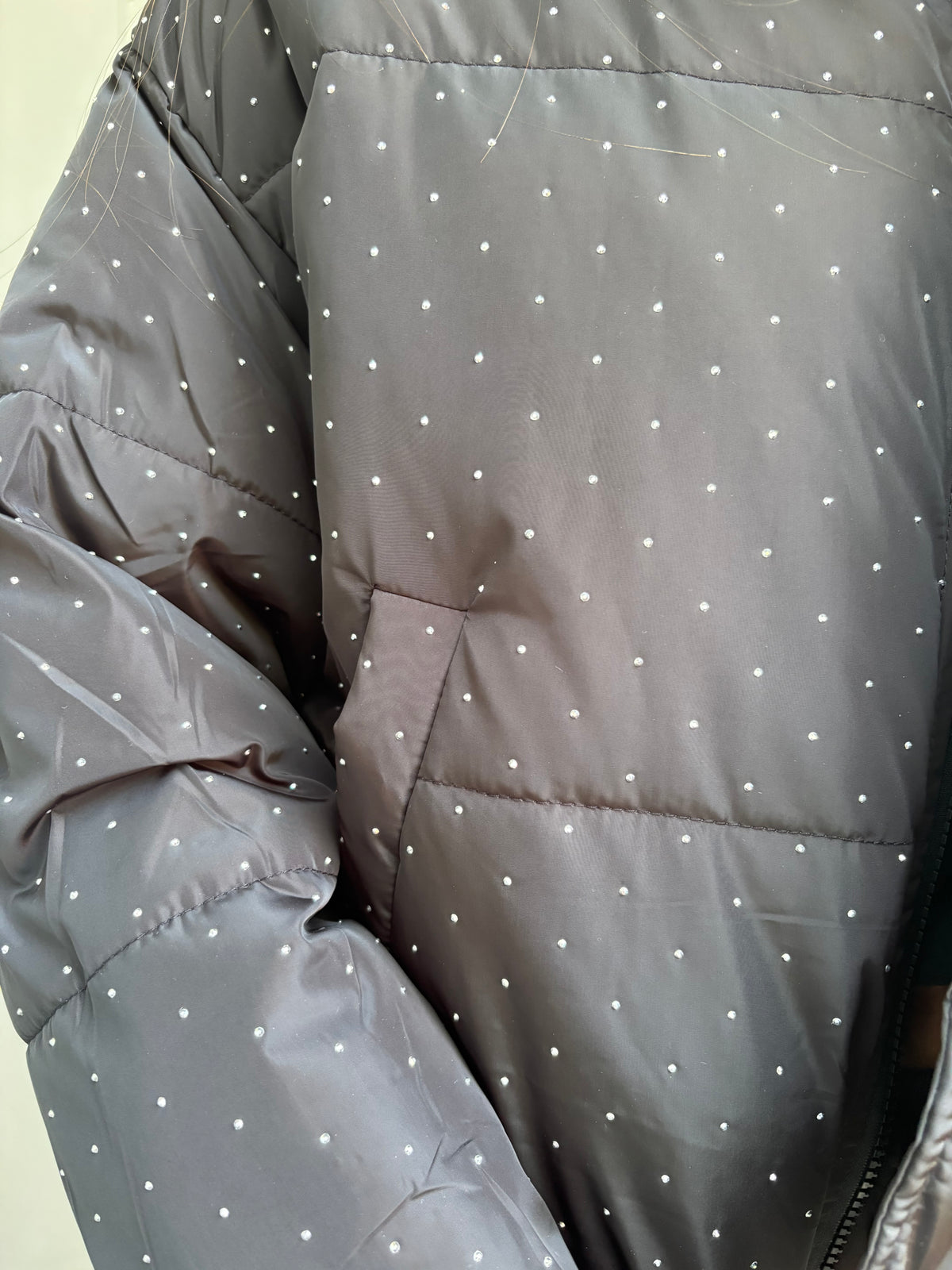 Glitter puffer jacket - zwart