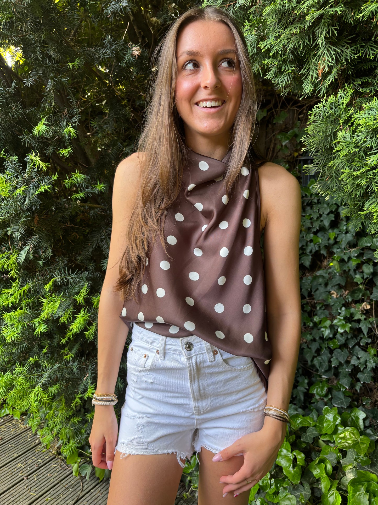 Ambika halter top polkadot - bruin