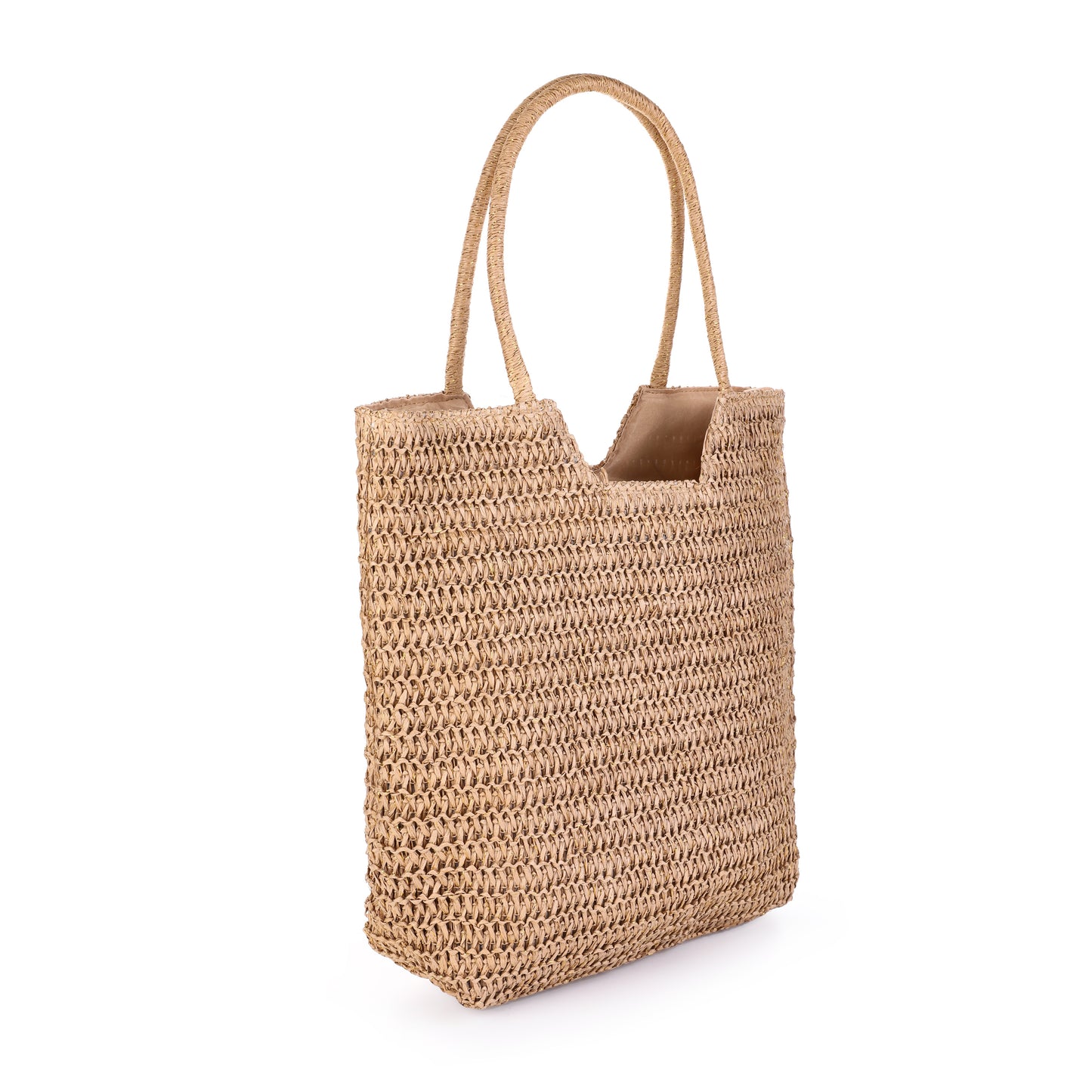 Strandtas gevlochten - khaki