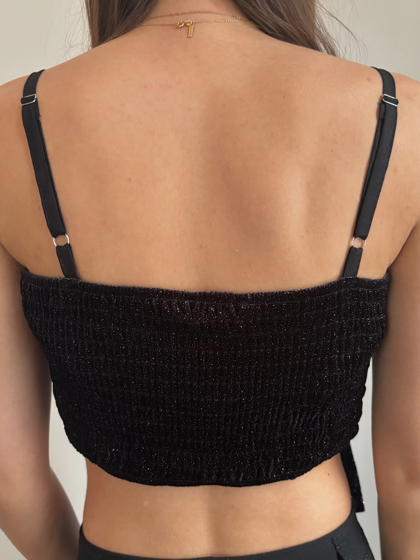 Glitter top strik - zwart