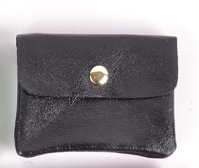 Leren portemonnee metallic - zwart