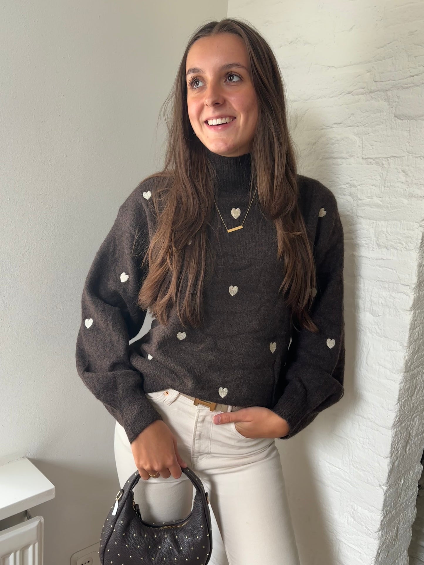 Hartjes sweater - bruin