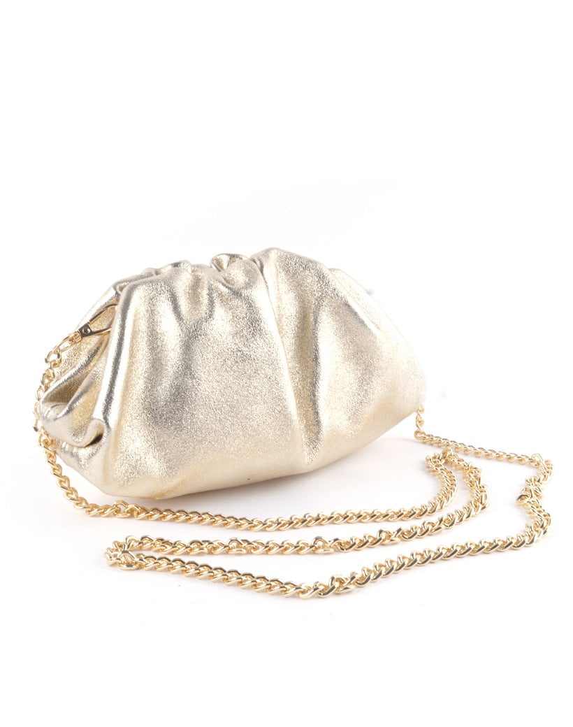 Leren clutch metallic - goud