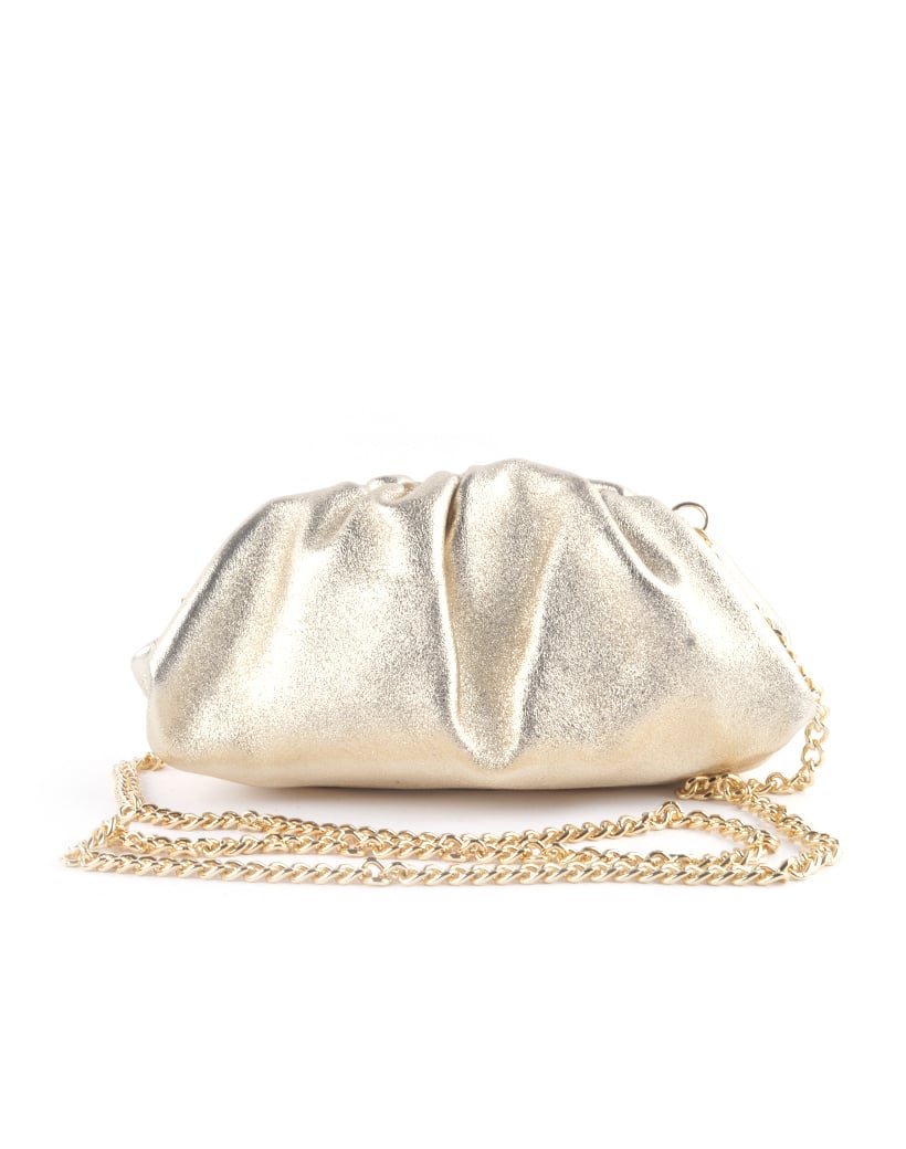 Leren clutch metallic - goud
