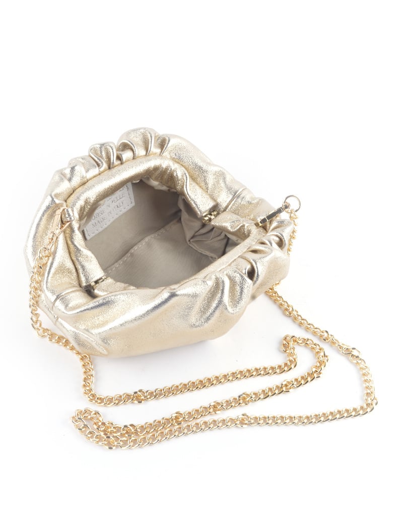 Leren clutch metallic - goud