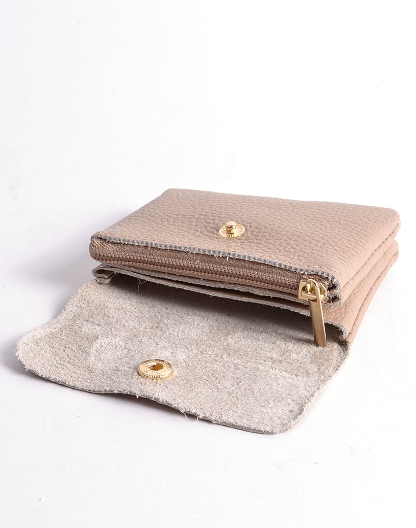 Leren portemonnee metallic - zwart