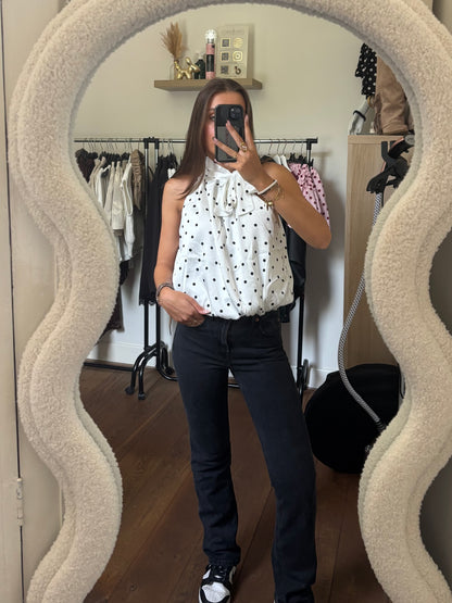 Halter top polkadot - wit