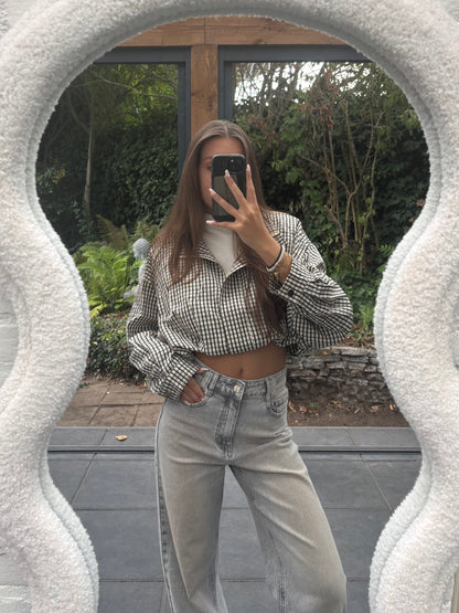 Geruite bomberjack - beige