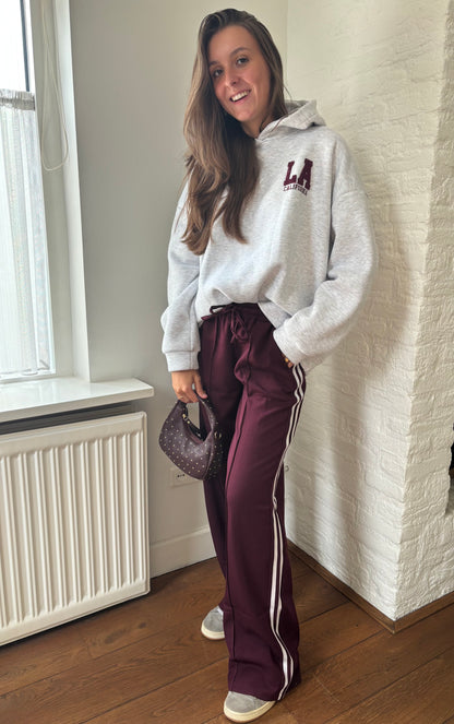 Wide leg stripe pants - bordeaux rood