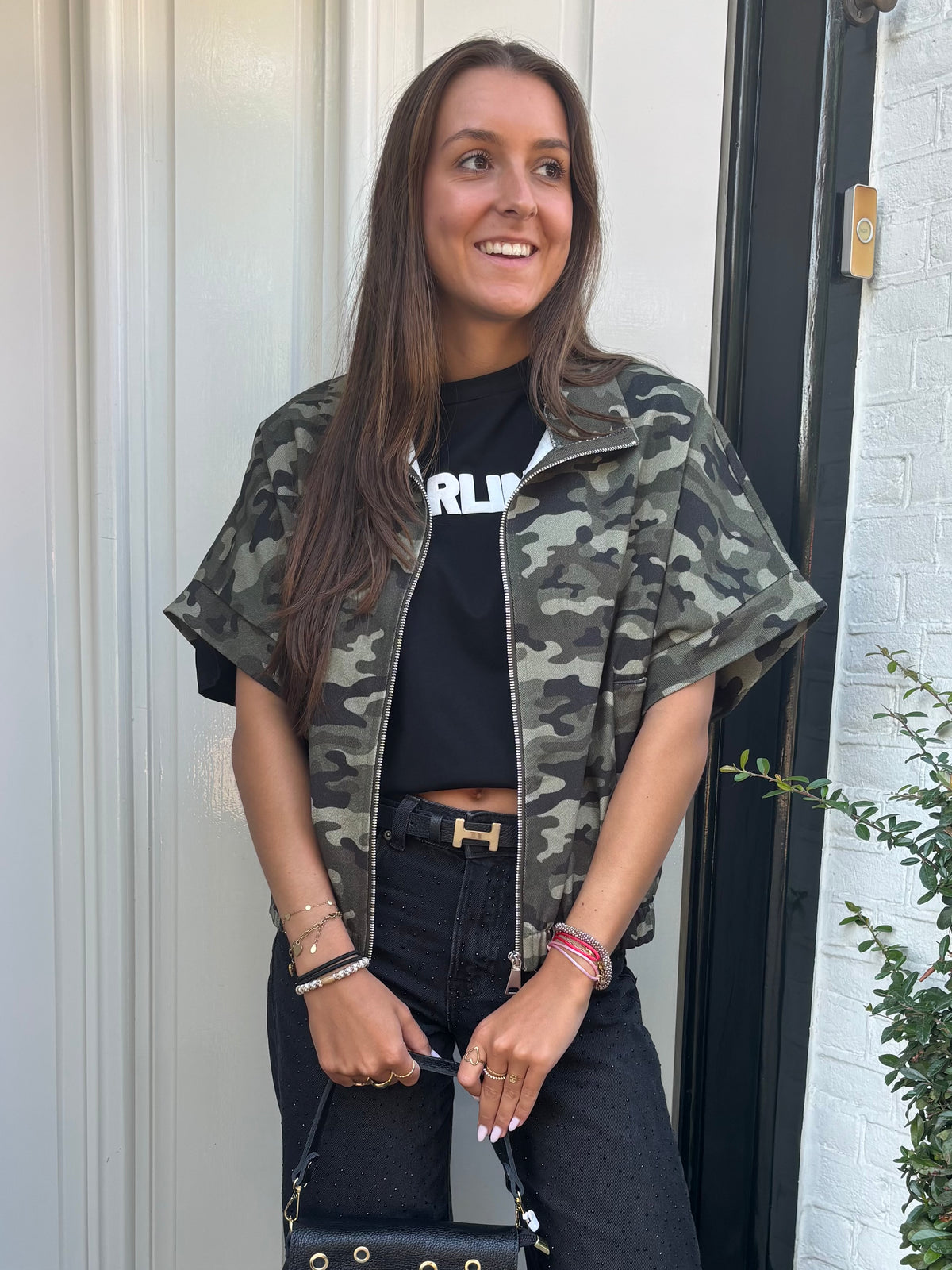 Army print jacket - olive green