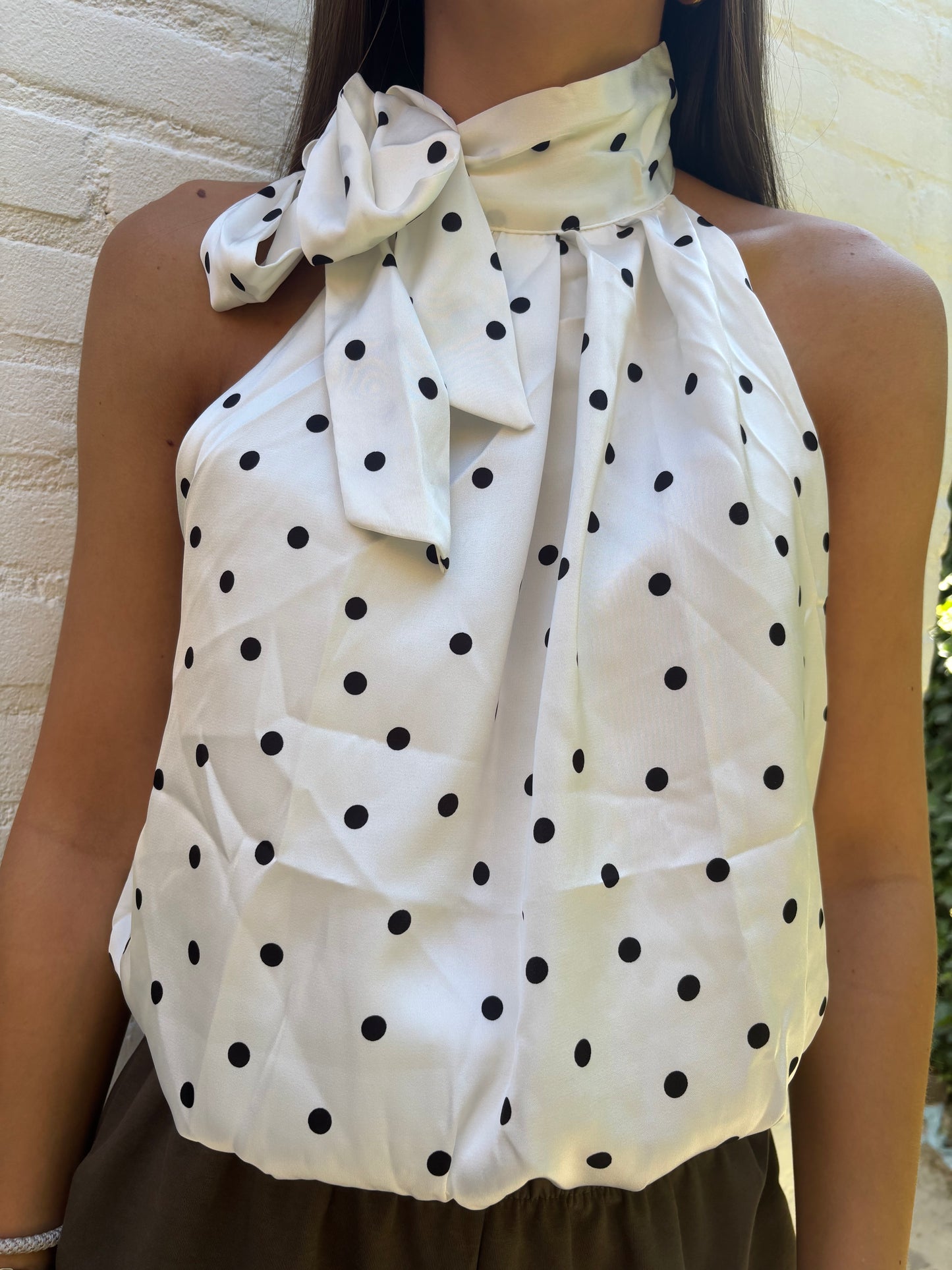 Halter top polkadot - wit