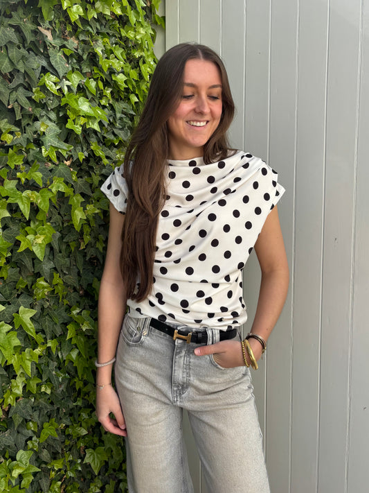 Polkadot top - wit
