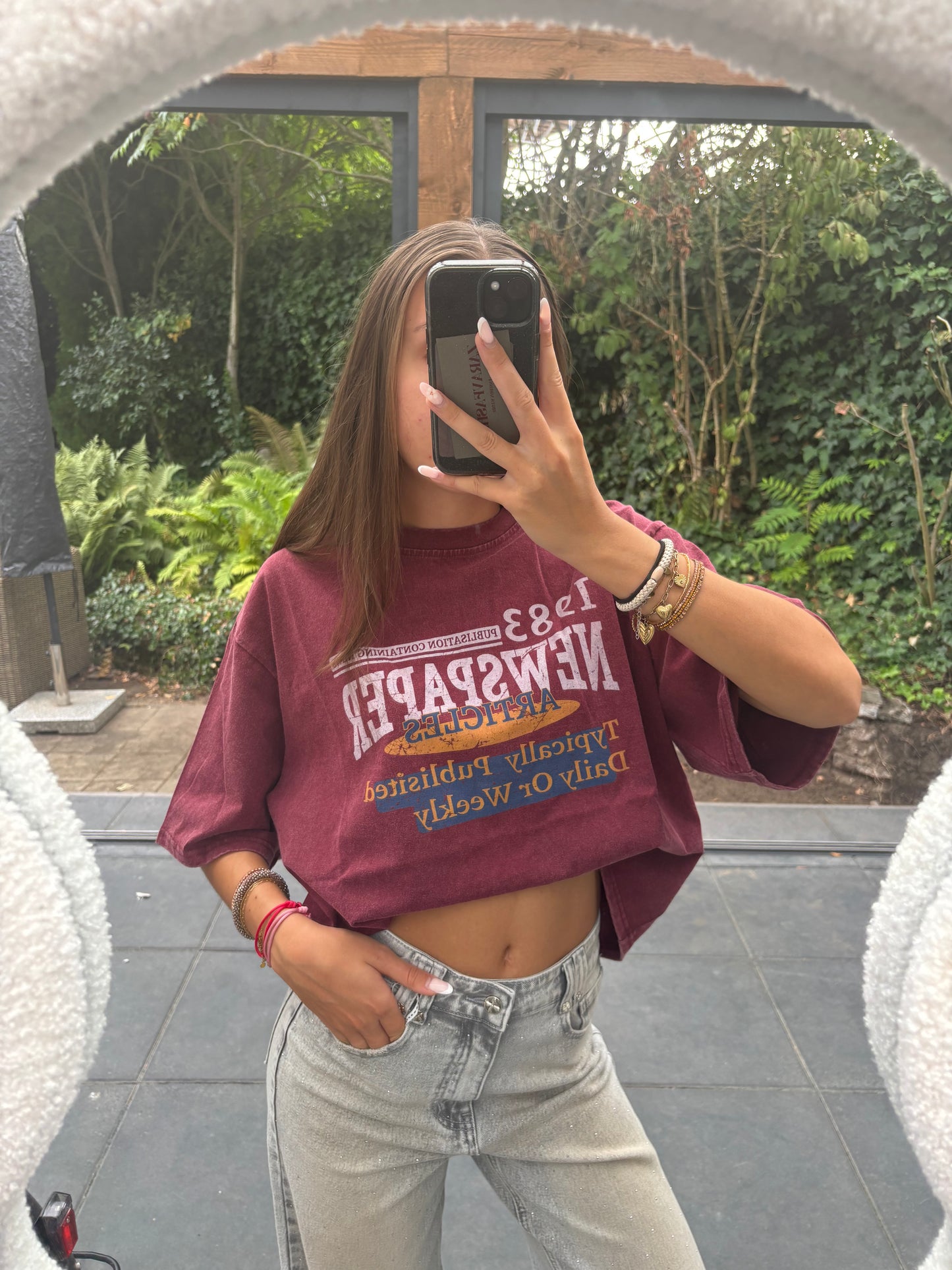 Vintage shirt - bordeaux rood