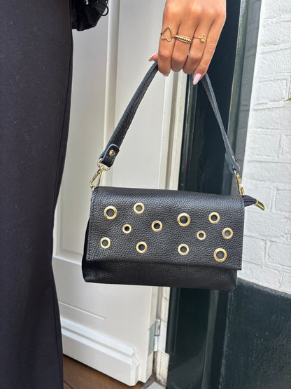 Leren tas studs - zwart