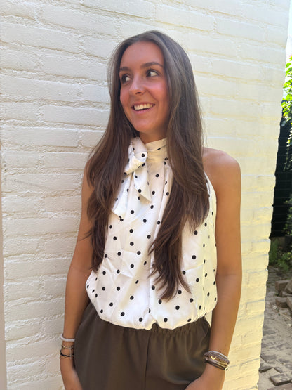 Halter top polkadot - wit