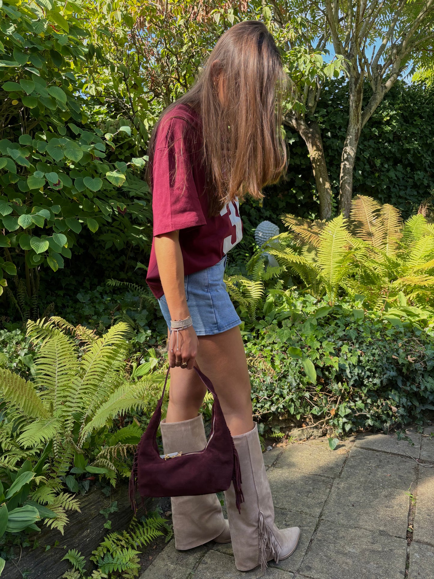 Ambika baseball tee - bordeaux rood