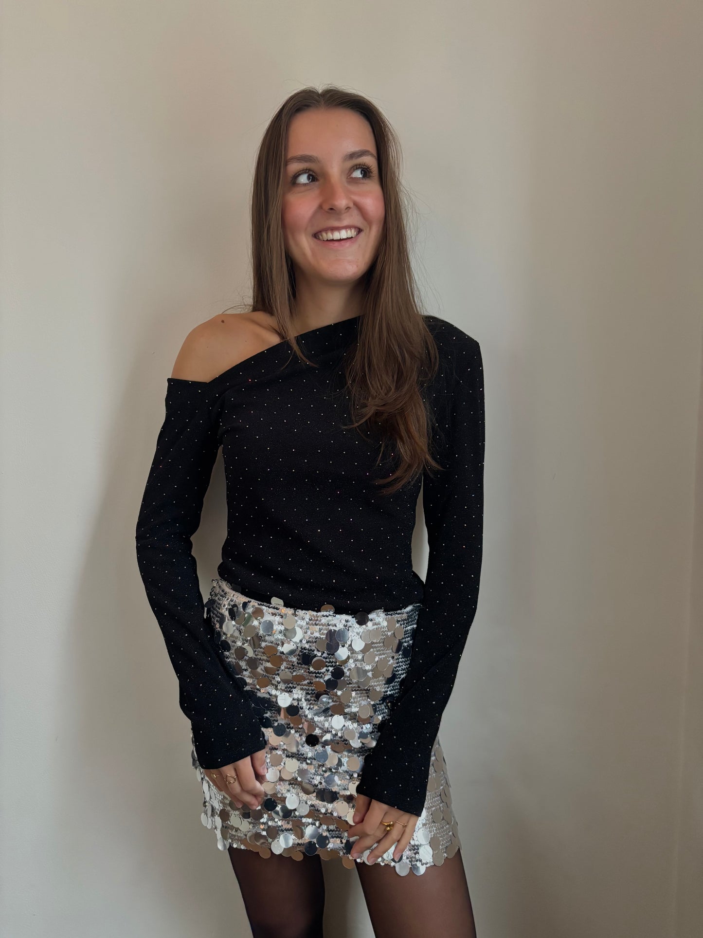 Glitter rok - zilver