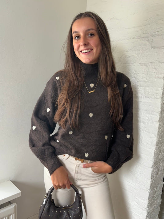Hartjes sweater - bruin