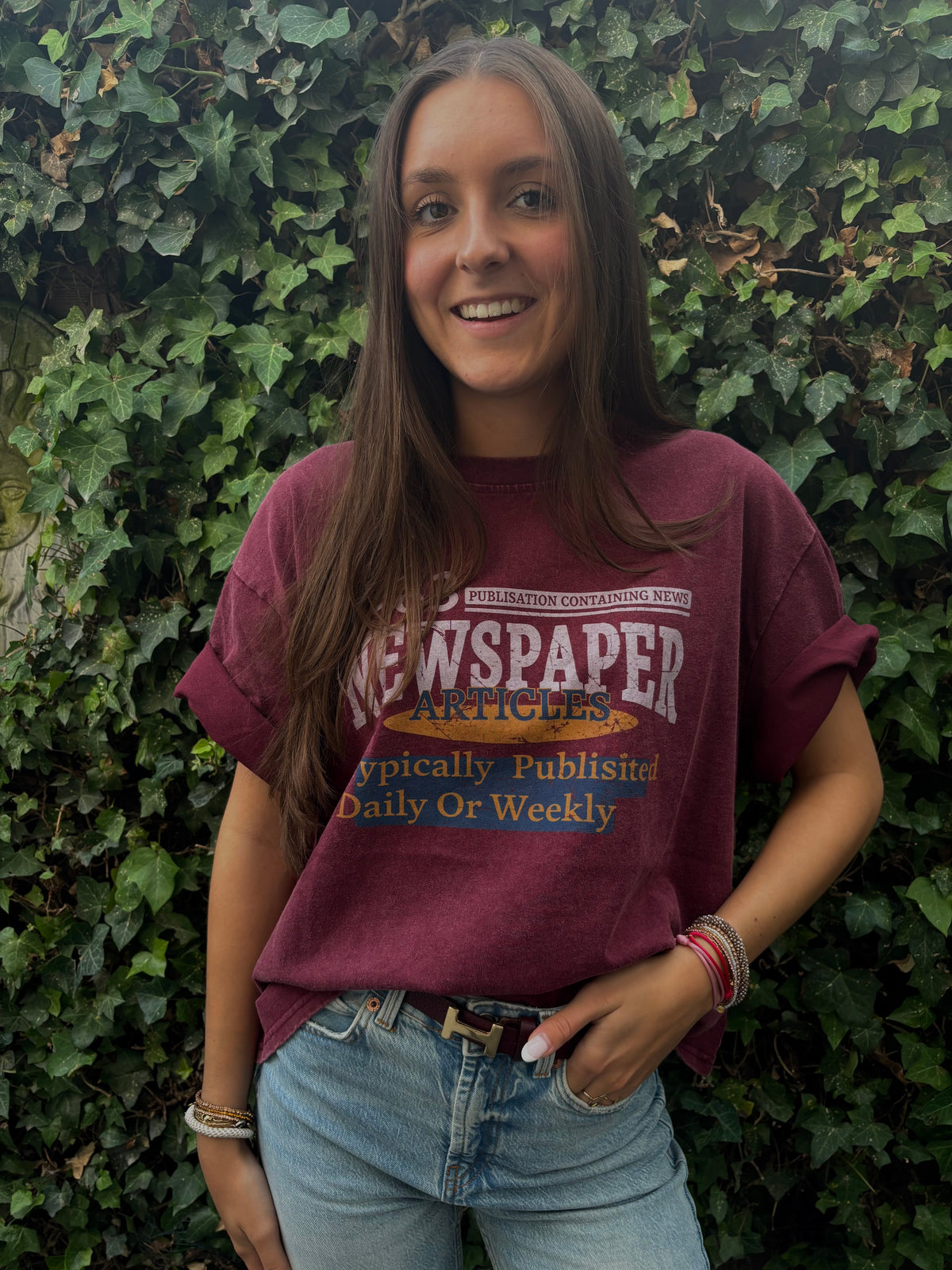 Vintage shirt - bordeaux rood