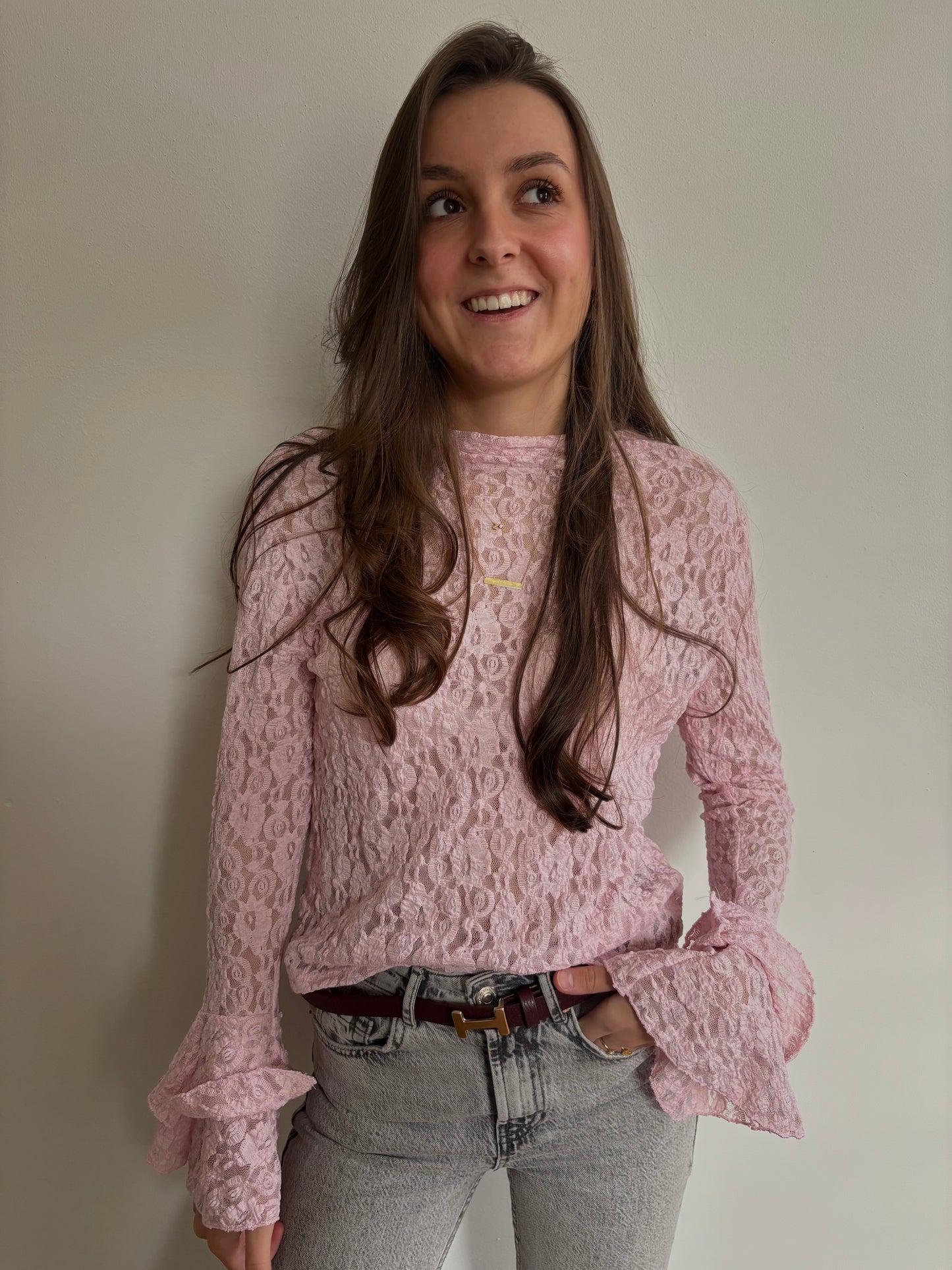 Ambika lace top - roze