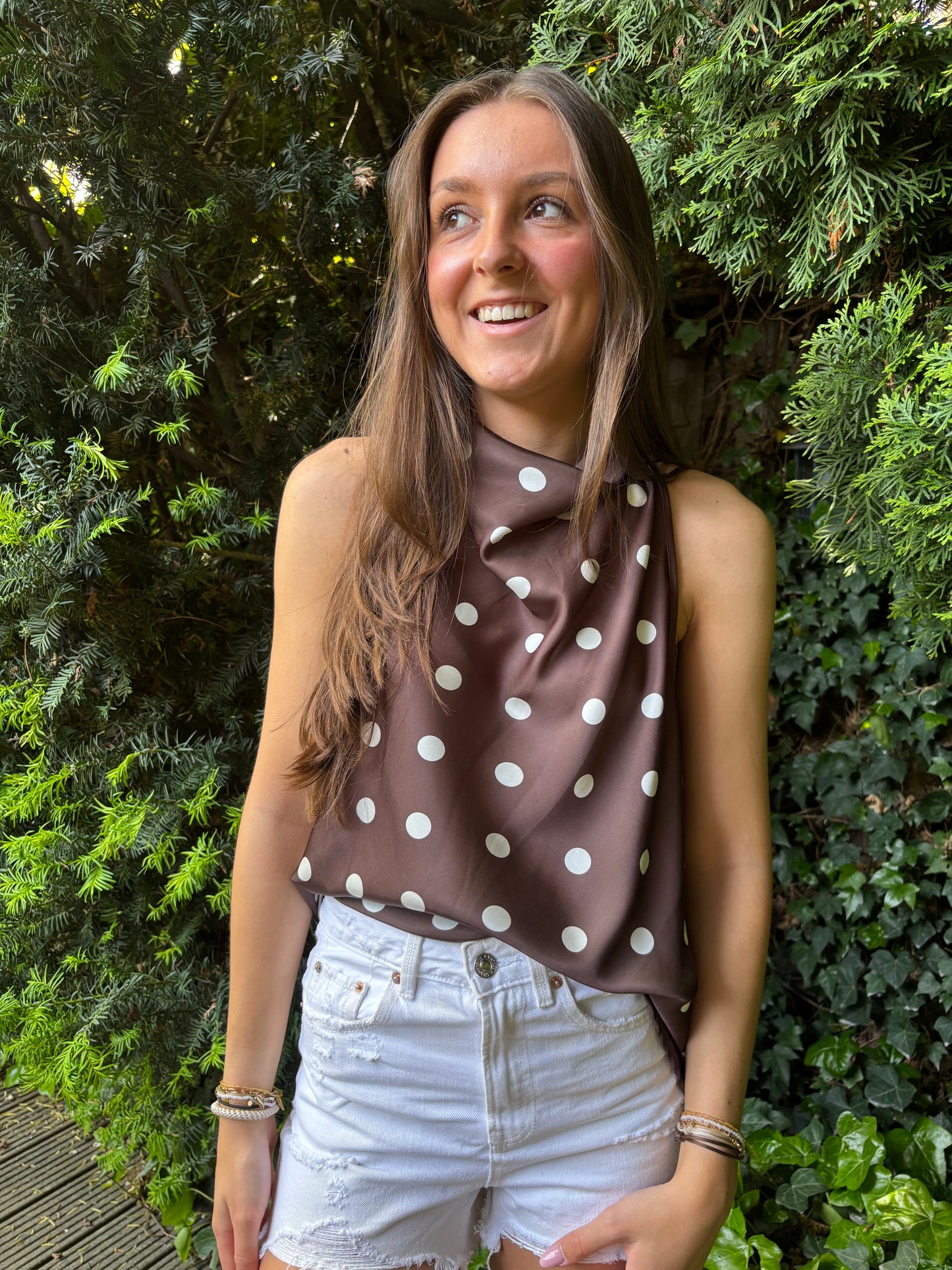 Ambika halter top polkadot - bruin