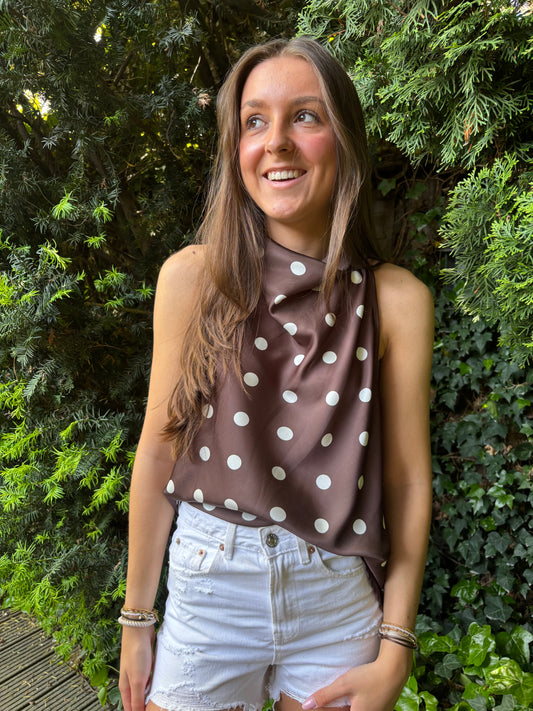 Ambika halter top polkadot - bruin