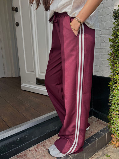 Wide leg stripe pants - bordeaux rood