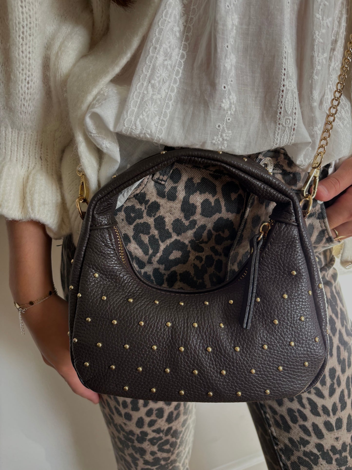 Tas studs - donkerbruin