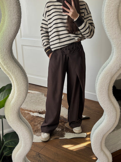 Asymmetric pantalon - bruin