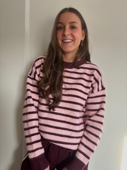 Striped cardigan roze/rood