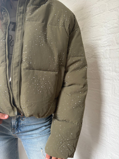 Glitter pufferjas - groen