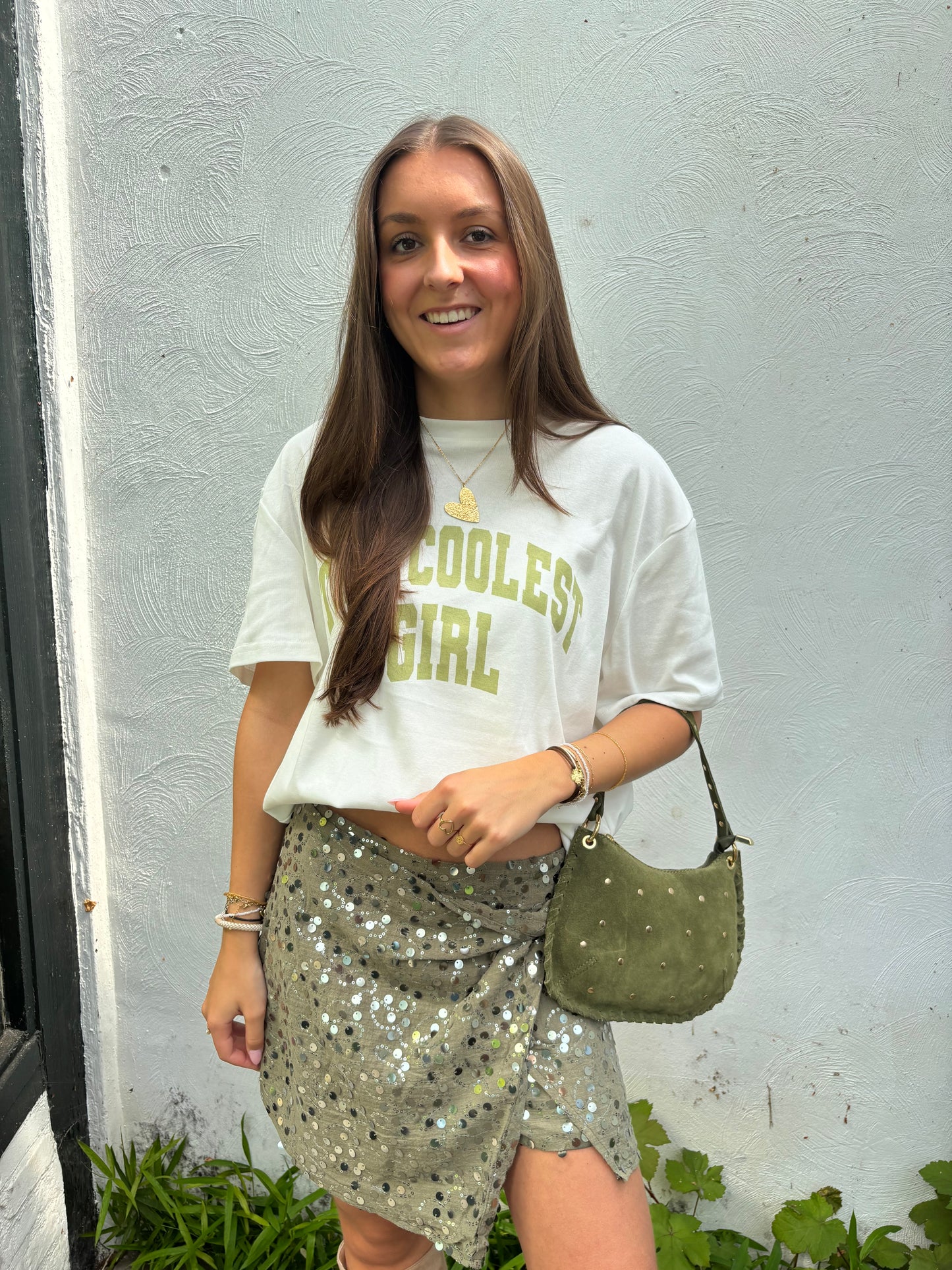 Ambika t-shirt Cool Girl - wit/groen