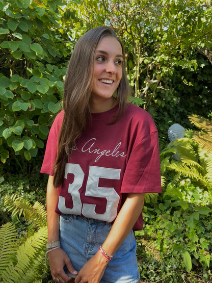 Ambika baseball tee - bordeaux rood