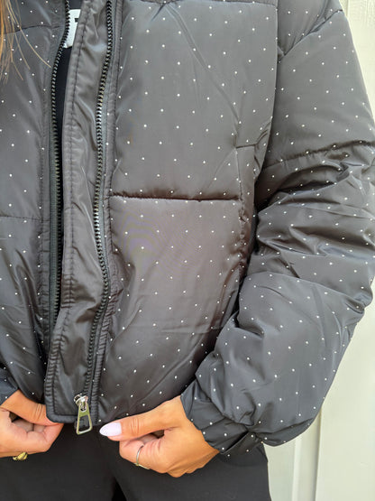 Glitter puffer jacket - zwart