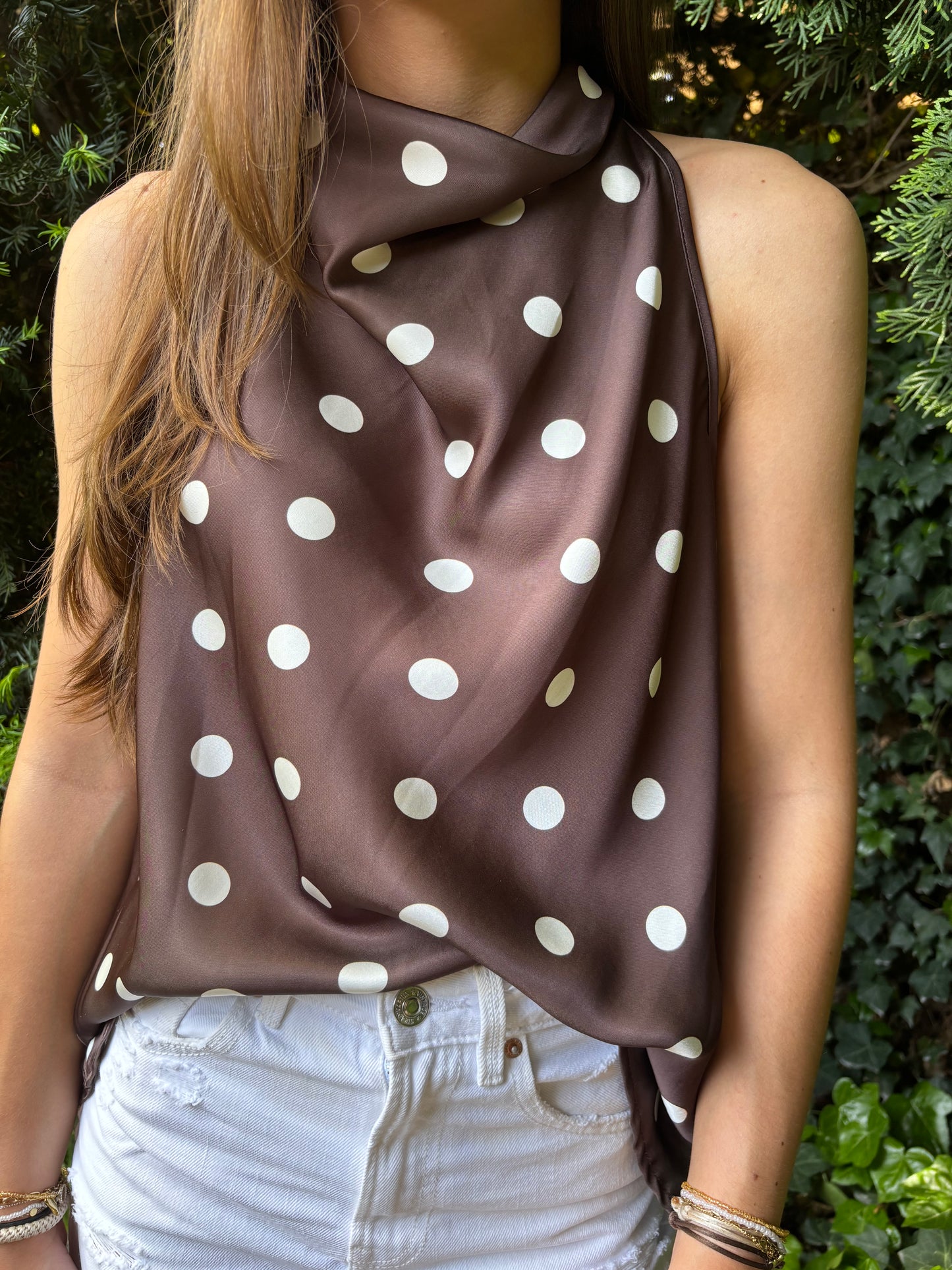 Ambika halter top polkadot - bruin