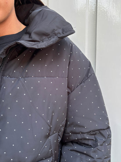 Glitter puffer jacket - zwart