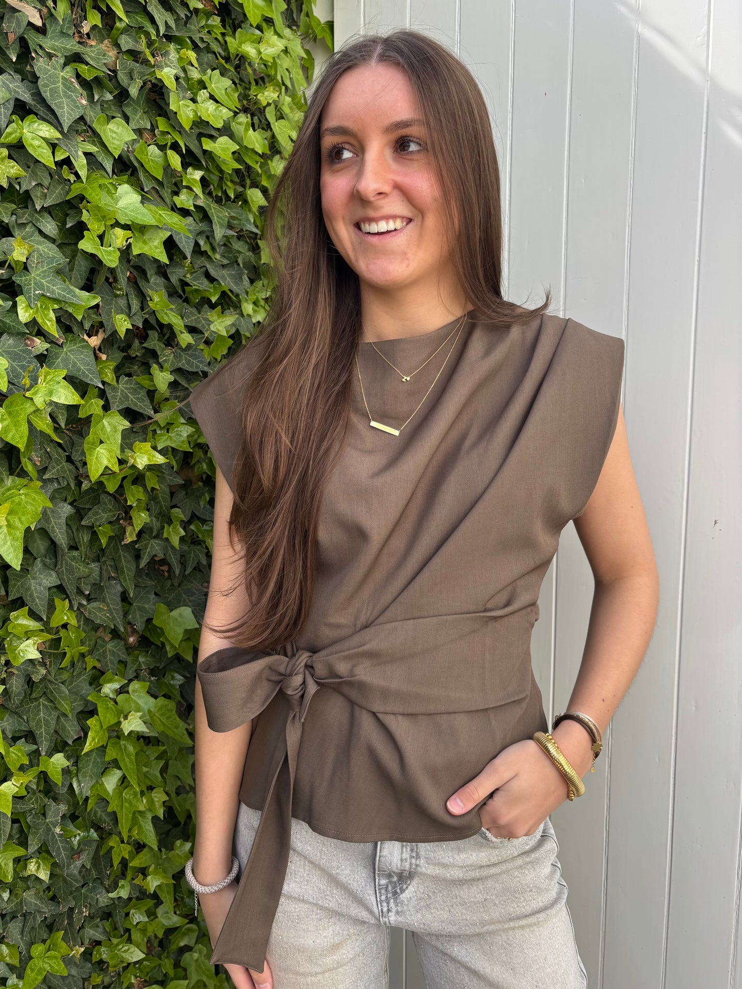 Ambika strik top - taupe