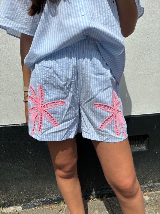 Palmboom short - blauw