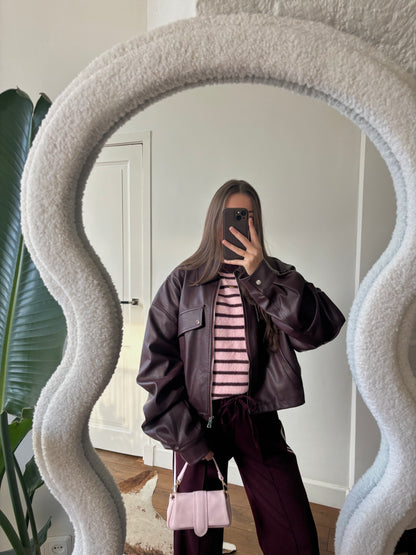 Ambika leather look bomberjack - bordeaux rood