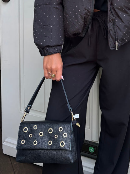 Leren tas studs - zwart