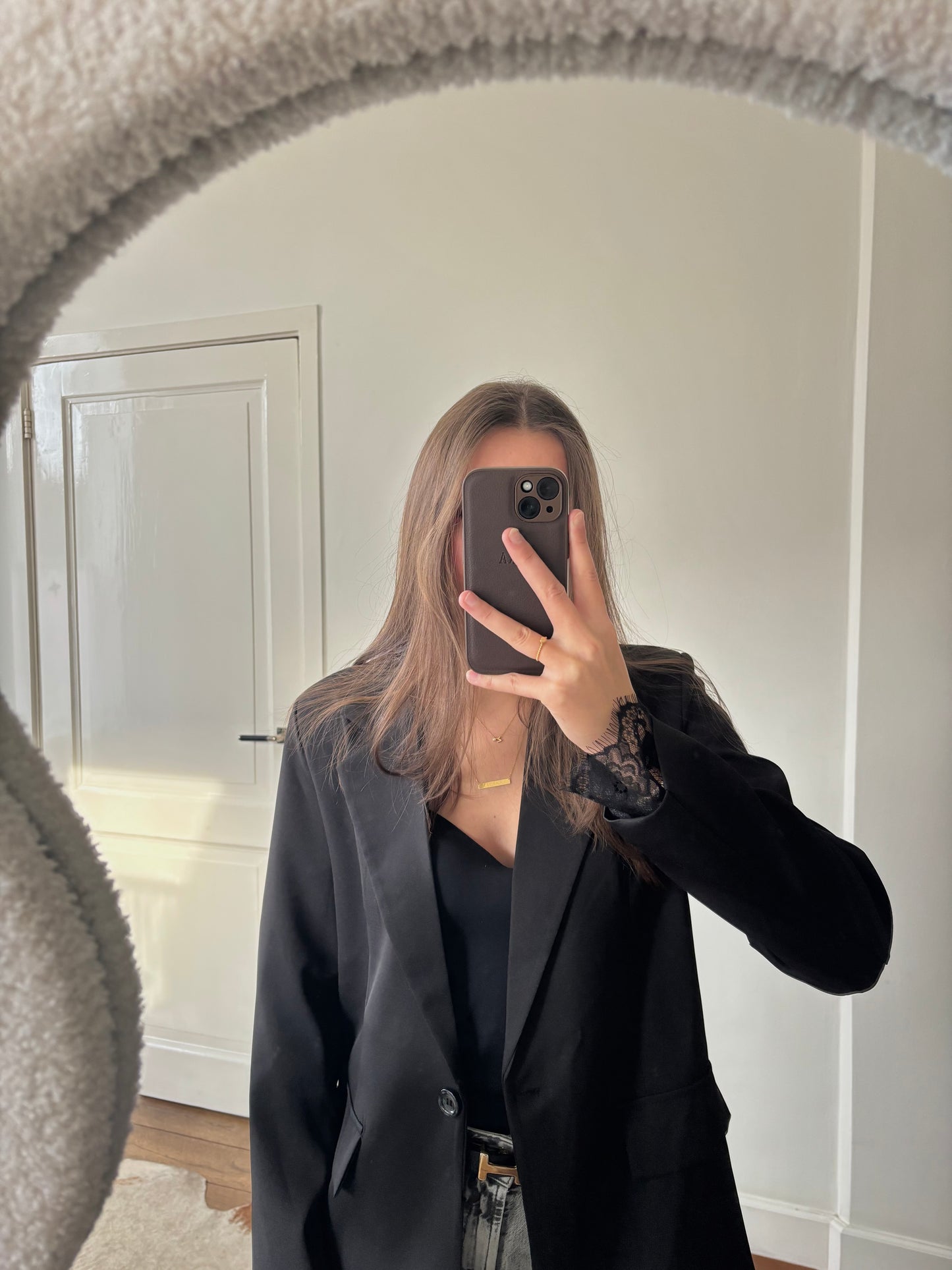 Ambika blazer met kant - zwart