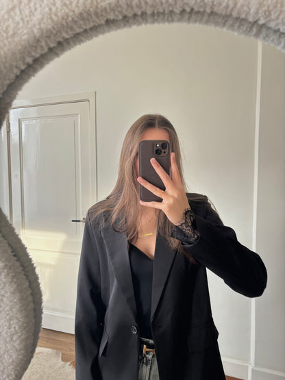 Ambika blazer met kant - zwart