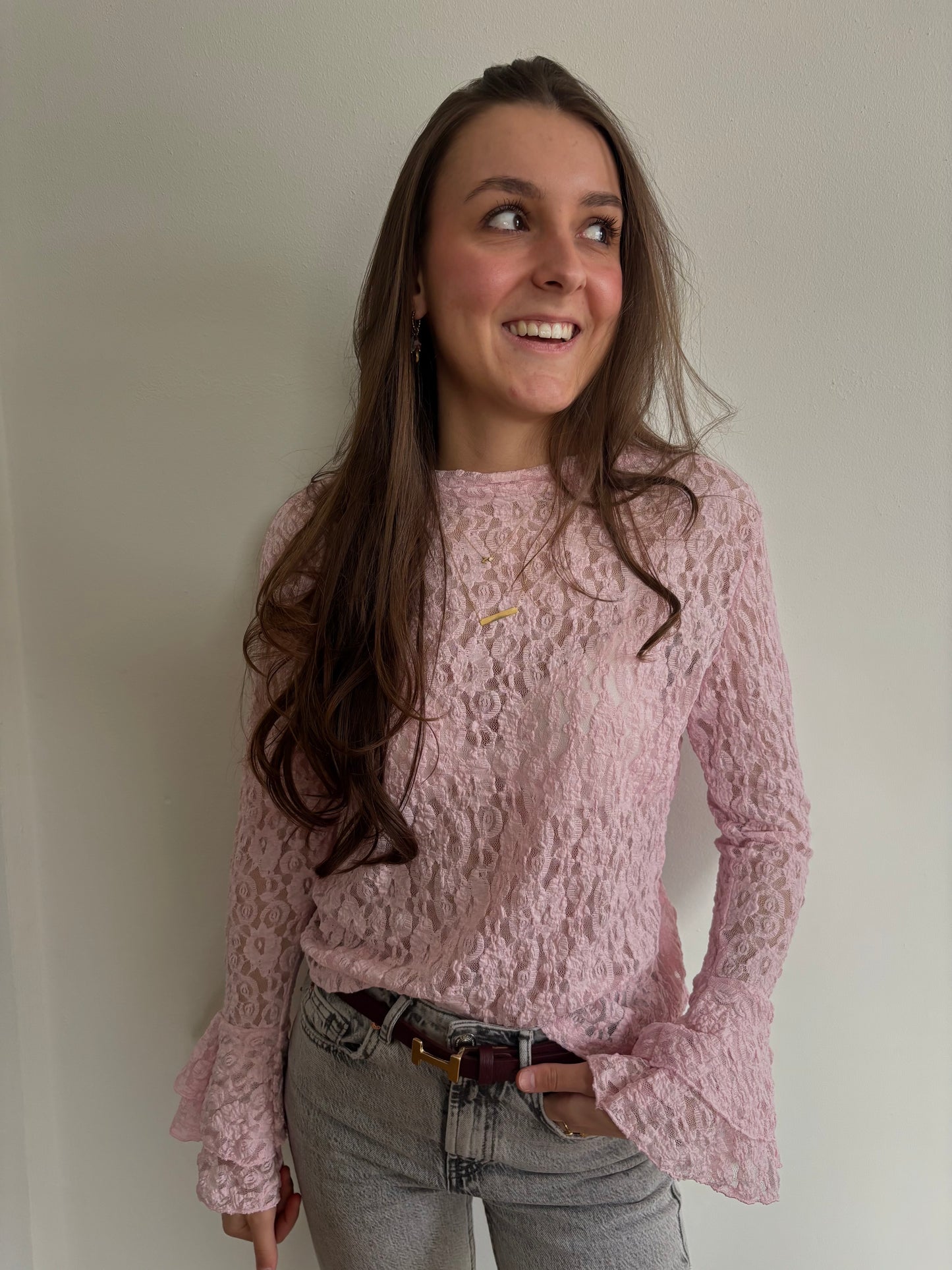 Ambika lace top - roze